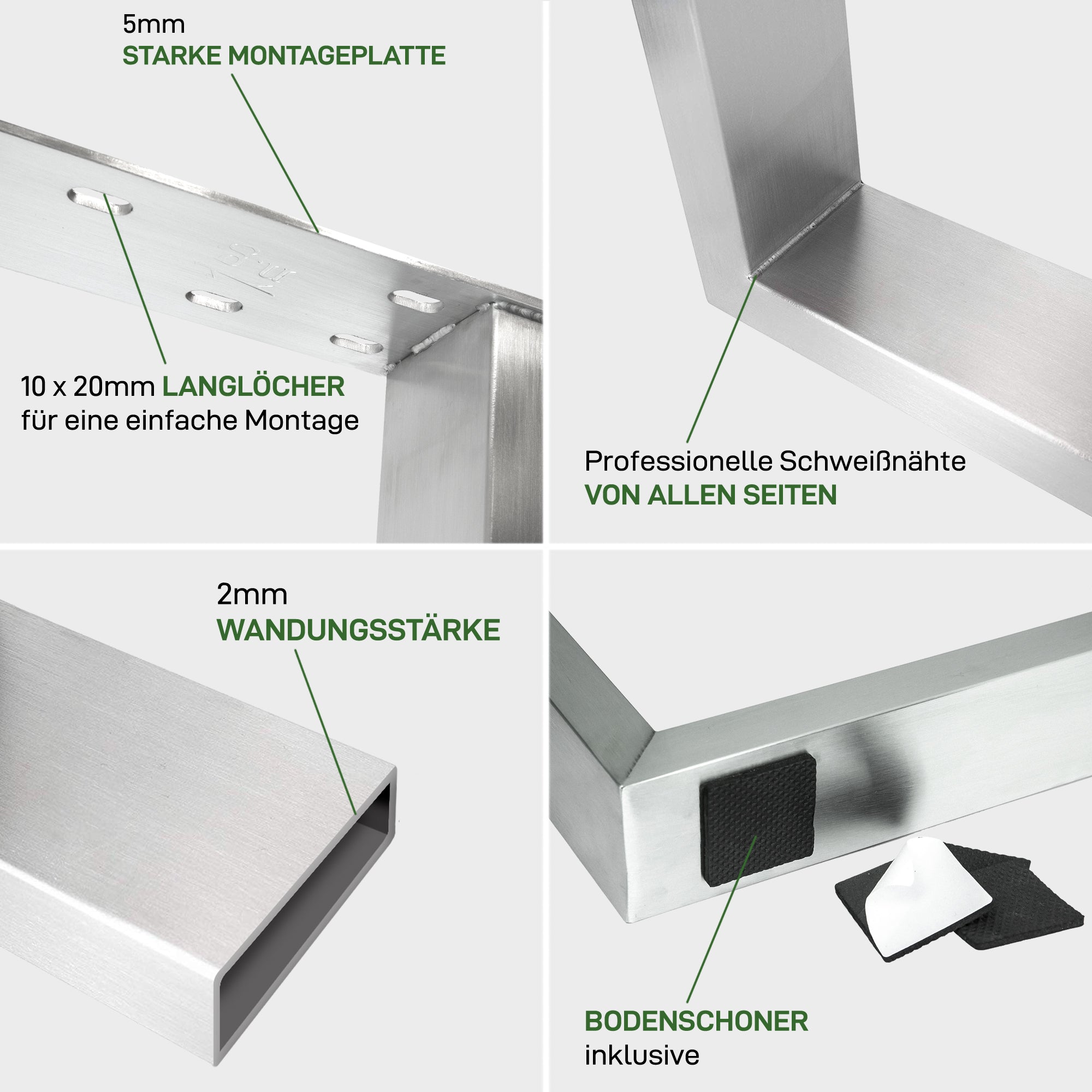 2 set di rettangolo Möbelkufen - acciaio inossidabile