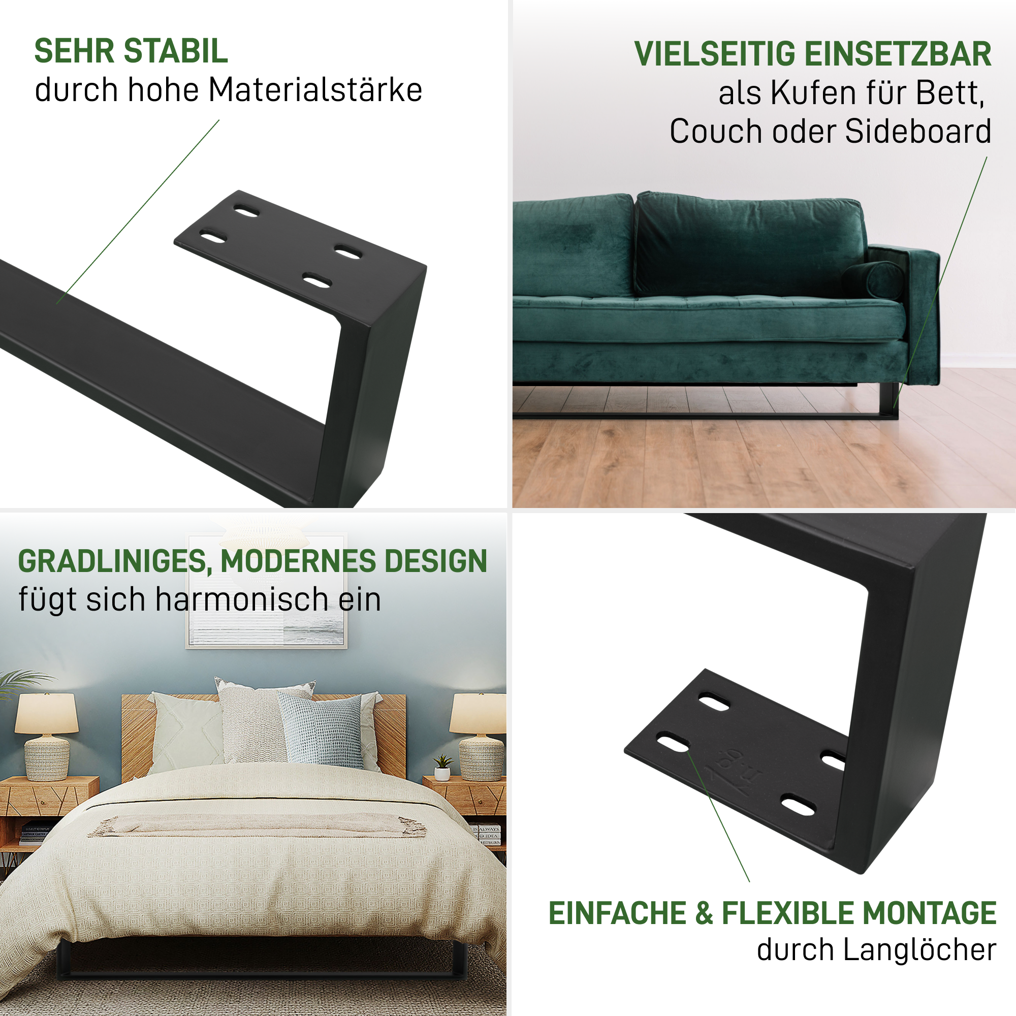 Set of 2 bed runners RECHTECK