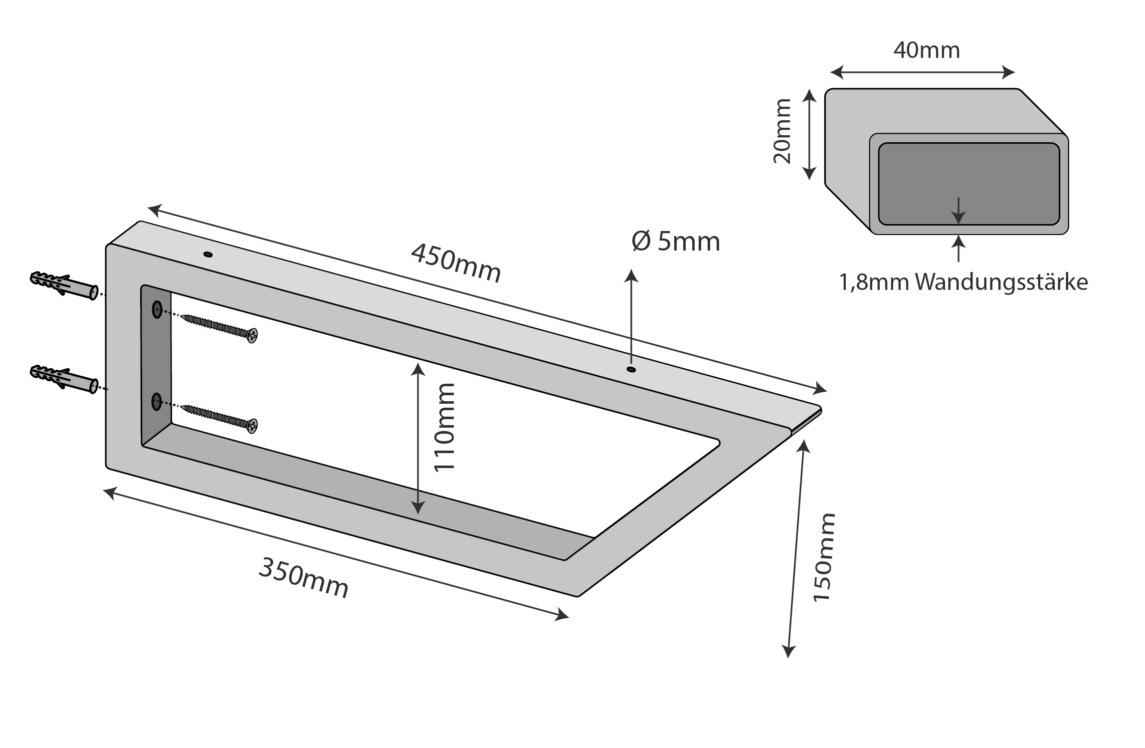 Set of 2 wall brackets SCHRÄG
