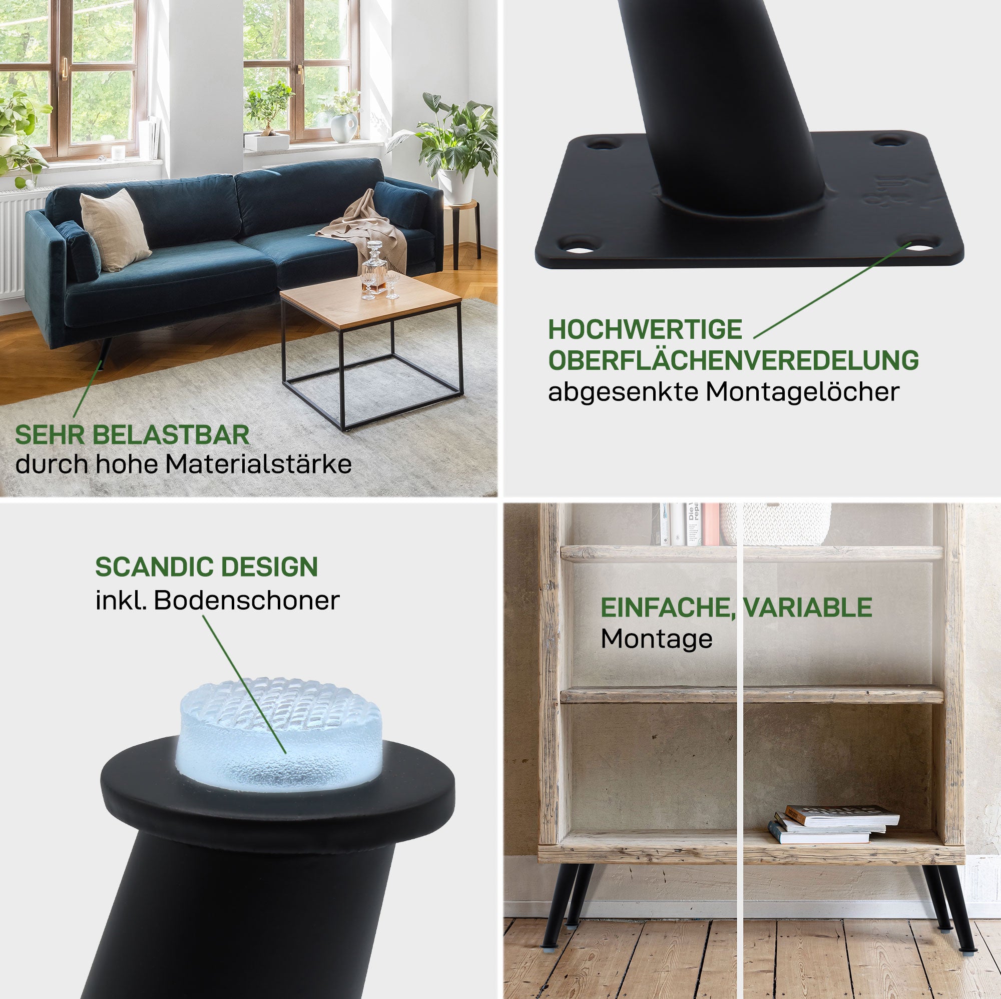 4er Set Möbelfüße CONICAL